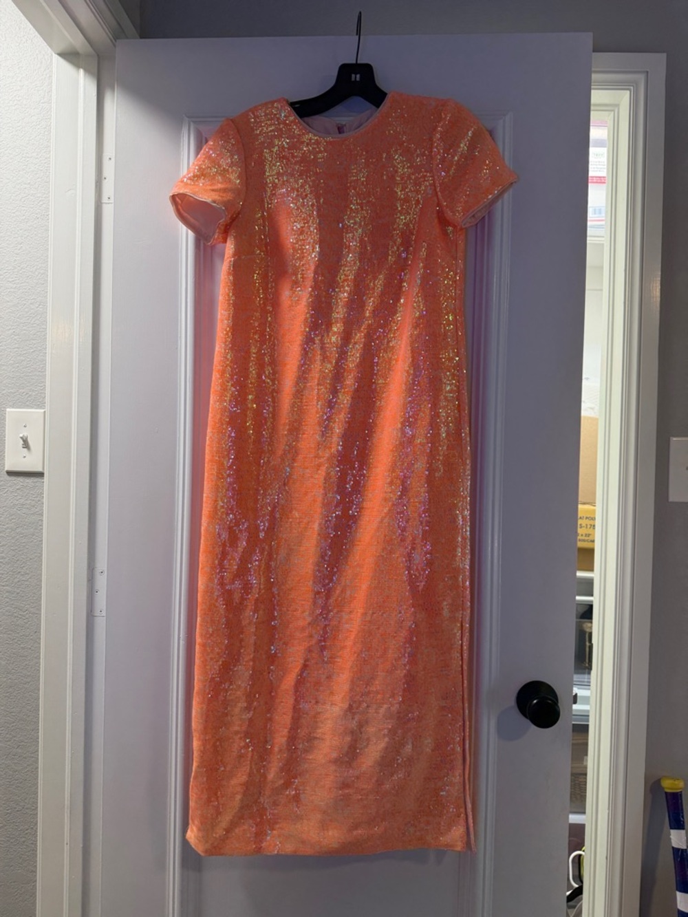 J. Crew Peach-Orange Sequin Shift Dress